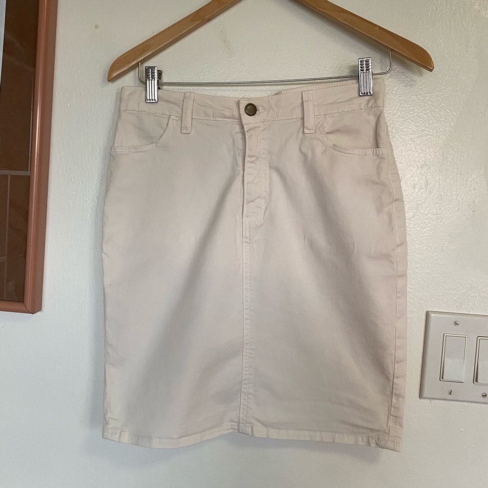 American Apparel White Denim High Waist Skirt